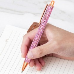 Gullor 6 Stück Glitzernder Metall-Kugelschreiber mit schwarzer Tinte, Bling-Clip in Roségold, für Schule, Geschäft und Büro, Stil D