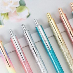 Gullor 6 Stück Glitzernder Metall-Kugelschreiber mit schwarzer Tinte, Bling-Clip in Roségold, für Schule, Geschäft und Büro, Stil D