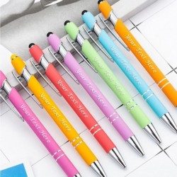 Personalisierte Stifte in großen Mengen mit Stylus-Spitze, 0,5 mm Kugelschreiber mit individueller Gravur, eingravierter Name oder Nachricht, ideal für Jubiläen, Geburtstage, Schulabschlüsse, schwarze Tinte (5 Stifte, himmelblau)