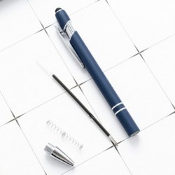 Personalisierte Stifte in großen Mengen mit Stylus-Spitze, 0,5 mm Kugelschreiber mit individueller Gravur, eingravierter Name oder Nachricht, ideal für Jubiläen, Geburtstage, Schulabschlüsse, schwarze Tinte (5 Stifte, himmelblau)