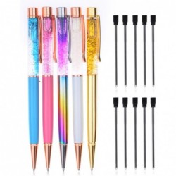 Liquid Sand Pen-Kugelschreiber, 5 Stück Metall-Stiftminen, Bling Dynamic Liquid Sand Pen, schwarze Tinte + 10 Stück 2,75-Zoll-Kugelschreiberminen (5 Farben)