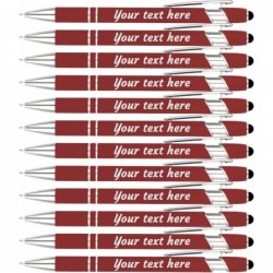 Personalisierte Stifte mit Stift – individuell graviertes Logo und Name aus Metall mit schwarzer Tinte. Individuelles Kugelschreibergeschenk für Geschäftszwecke, Schulabschlüsse und Beförderungen (12 Stück (1er-Pack), Dunkelrot)