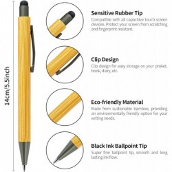 Personalisierter Stift aus Bambus mit Stylus – individuelle Kugelschreiber mit Namenstext und Logo für Büro, Schule, Geschäft und Zuhause, schwarze Tinte (10 Stück/Packung)