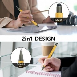 Personalisierter Stift aus Bambus mit Stylus – individuelle Kugelschreiber mit Namenstext und Logo für Büro, Schule, Geschäft und Zuhause, schwarze Tinte (10 Stück/Packung)