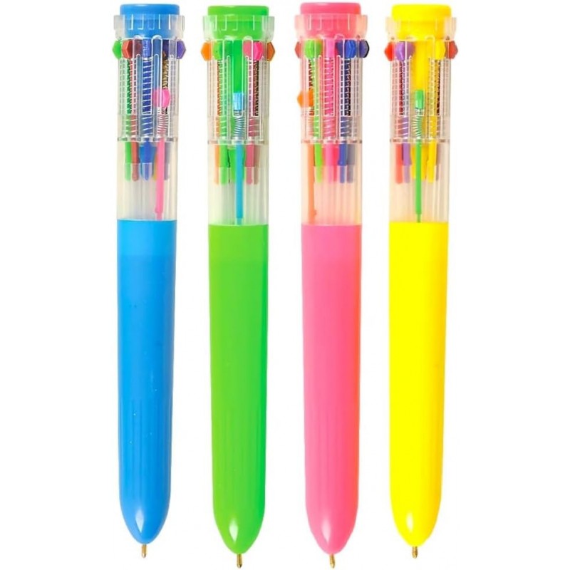 6,25" Shuttle Pen (4 Stifte, 4 Farben). Jeder Stift hat 10 Farben. Partygeschenk und Karnevalspreis. Blau, Schwarz, Rot, Grün, Rosa, Lila, Gelb, Orange (4 Farben, 4, Anzahl)