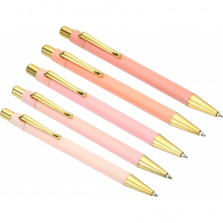 PATIKIL 137 mm Kugelschreiber, 1 Set schwarze Tinte, mittlere Spitze, 1 mm Kunststoff, Roségold, Klick-Kugelschreiber, Schreibstift für Home-Office-Zubehör, Pink-Serie