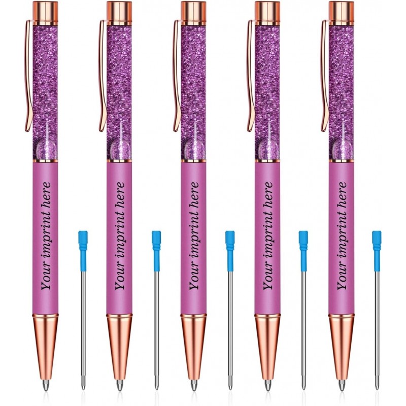 OXYEFEI Personalisierte Glitzerstifte, 5 Stück schöne funkelnde Stifte, ausgefallene Stifte für Frauen, Bling Dynamic Liquid Sand Pen Bürobedarf Geschenk