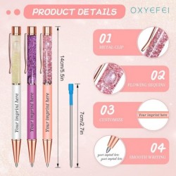 OXYEFEI Personalisierte Glitzerstifte, 5 Stück schöne funkelnde Stifte, ausgefallene Stifte für Frauen, Bling Dynamic Liquid Sand Pen Bürobedarf Geschenk