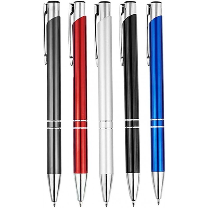 Cabilock Metall-Kugelschreiber, 5 Stück, Druckkugelschreiber, Schreibstift mit schwarzer Tinte, Tintenroller, Journaling-Stift, Schreibwaren für Zuhause, Büro, Geschäft, Hochzeit