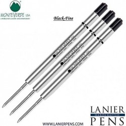 Lanier Kombipack – 3er-Pack – Monteverde® Capless Ceramic Gel™ P42-Tintenmine, kompatibel mit den meisten Kugelschreibern im Parker®-Stil – Schwarz (feine Spitze 0,6 mm)