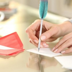 PATIKIL Dunkelgrüne Kugelschreiber mit goldener Feder, Metallhalter, schwarze Tinte, Vintage-Schreibfeder mit 5 Nachfüllungen für Büro, Hochzeitsunterschrift, Silber