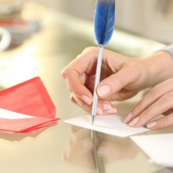 PATIKIL Dunkelblaue Kugelschreiber mit goldener Feder, Metallhalter, schwarze Tinte, Vintage-Schreibfeder mit 5 Nachfüllungen für Büro, Hochzeitsunterschrift, Silber