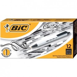 BIC America CSEM11BK Ecolutions Clic Stic Kugelschreiber, Druckkugelschreiber, schwarze Tinte, mittel, Dutzend