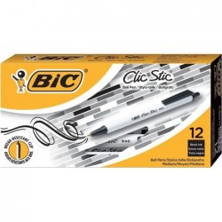 BIC CSM11BK Clic Stic Druckkugelschreiber, schwarze Tinte, 1 mm, mittel, Dutzend