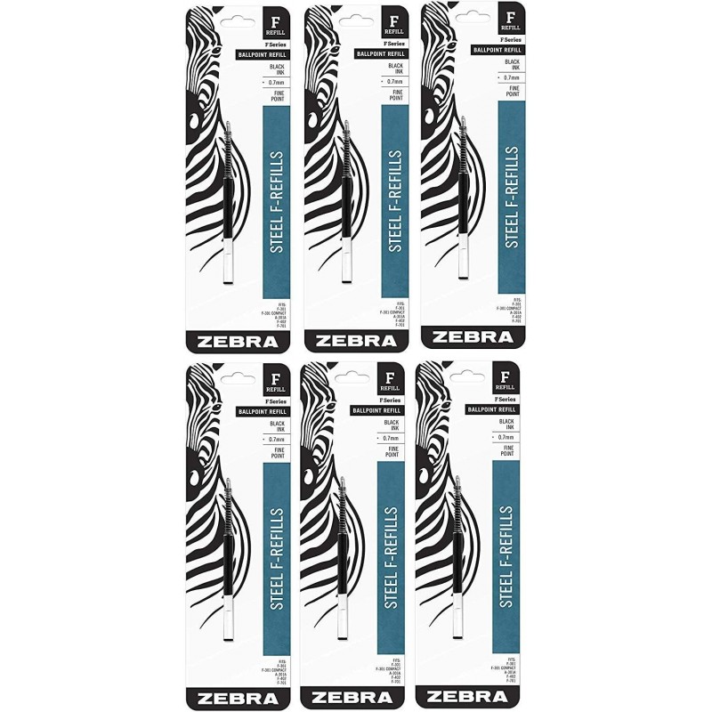 6er-Pack: Zebra Pen F-Mine 0,7 mm, Schwarz, 1 pro Packung – Zebra Pen 85511