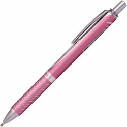 Pentel Energel Alloy RT Gelstift, mittlere Spitze, Kugelschreiber mit Metallspitze, schwarze Tinte + Mine (rosa Gehäuse)