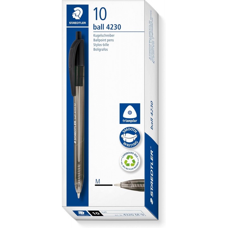 STAEDTLER 4230 M-9 Druckkugelschreiber Rainbow, Schwarz, 10 Stück