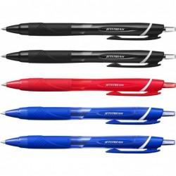 Uni-Ball - Jetstream SXN-150-0,7 mm Tintenroller mit Druckknopf [5er-Pack = 2 x Schwarz, 2 x Blau, 1 x Rot]