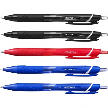 Uni-Ball - Jetstream SXN-150-0,7 mm Tintenroller mit Druckknopf [5er-Pack = 2 x Schwarz, 2 x Blau, 1 x Rot]