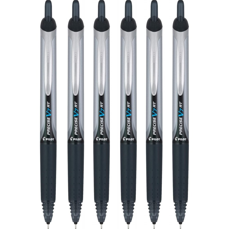 Pilot Precise V7 RT Druckkugelschreiber, feine Spitze, schwarze Tinte, 6er-Pack