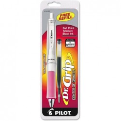 Pilot 36182 Dr. Grip Center of Gravity Druckkugelschreiber, rosa Griff/schwarze Tinte, 1 mm