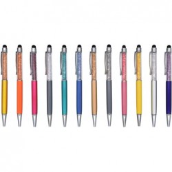 Gullor 12 Stück Bling 2-in-1 Slim Crystal Diamond Pens und schwarze Tinte Kugelschreiber, Multicolor B