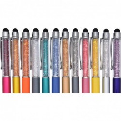 Gullor 12 Stück Bling 2-in-1 Slim Crystal Diamond Pens und schwarze Tinte Kugelschreiber, Multicolor B