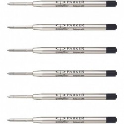 Parker QuinkFlow-Tintenmine für Kugelschreiber, feine Spitze, schwarz, 6er-Pack Minen (1782467)