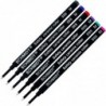 Schmidt 888 M Sicherheits-Tintenrollermine aus Keramik, schwarze, blaue, rote, violette, türkise und magentafarbene Tinte (mittlere Spitze, 0,7 mm), 6er-Pack