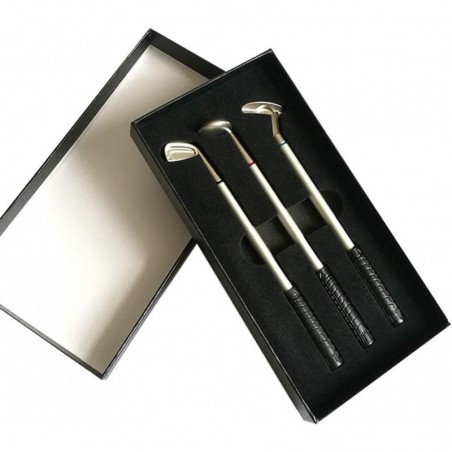 Metall-Golf-Rollerball-Stift-Set (3 Farben Tinte) Miniatur-Modell Golf Club Stifte Neuheit Geschenk Stift