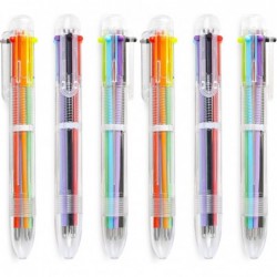 Hutou 24er-Pack 0,5 mm 6-in-1 Mehrfarbiger Kugelschreiber 6 Farben Druckkugelschreiber für Büro-Schulbedarf Studenten Kindergeschenk, Kinderparty-Geschenkstift (24er-Pack)