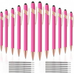 12 Stück 2-in-1-Stylus-Kugelschreiber, Stift mit Stylus-Spitzen, 1,0 mm schwarzer Tintenstift aus Metall, Stylus-Stift für Touchscreens (Roségold und Pink)