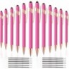 12 Stück 2-in-1-Stylus-Kugelschreiber, Stift mit Stylus-Spitzen, 1,0 mm schwarzer Tintenstift aus Metall, Stylus-Stift für Touchscreens (Roségold und Pink)