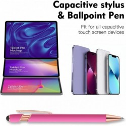 12 Stück 2-in-1-Stylus-Kugelschreiber, Stift mit Stylus-Spitzen, 1,0 mm schwarzer Tintenstift aus Metall, Stylus-Stift für Touchscreens (Roségold und Pink)