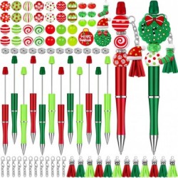 12er-Set Weihnachtsstifte mit Perlen, Kunststoff-Perlenstifte, Winter-Kugelschreiber in klassischer Farbe, Großpackung, DIY-Bastelstifte-Set mit Anhängern, Karabinerverschlüssen für Schüler, Teenager, Schule, Bürobedarf