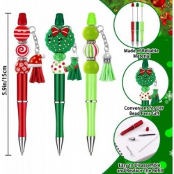 12er-Set Weihnachtsstifte mit Perlen, Kunststoff-Perlenstifte, Winter-Kugelschreiber in klassischer Farbe, Großpackung, DIY-Bastelstifte-Set mit Anhängern, Karabinerverschlüssen für Schüler, Teenager, Schule, Bürobedarf