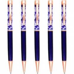 Gullor 5 Stück Blumen-Kugelschreiber, Metall-Blumenstift, dynamischer flüssiger Blumenstift, schwarze Tinte, lila