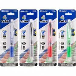 BAZIC 4 + 1 Kugelschreiber + Druckbleistift mit weichem Griff, dicke Spitze 1,0 mm, 0,7 mm Mine, Tinten in verschiedenen Farben, sanftes Schreiben, 4er-Pack