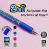 BAZIC 4 + 1 Kugelschreiber + Druckbleistift mit weichem Griff, dicke Spitze 1,0 mm, 0,7 mm Mine, Tinten in verschiedenen Farben, sanftes Schreiben, 4er-Pack