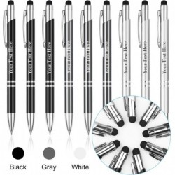 OXYEFEI Individuelle Stifte, 10 personalisierte Stifte mit Namen oder Logo, Stylus-Stifte mit schwarzer Tinte und Gravur, Großpackung mit 10 blauen Minen