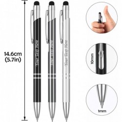 OXYEFEI Individuelle Stifte, 10 personalisierte Stifte mit Namen oder Logo, Stylus-Stifte mit schwarzer Tinte und Gravur, Großpackung mit 10 blauen Minen