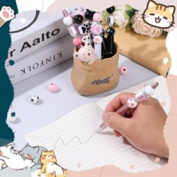 12-teiliges Perlenstifte-Set mit Hundepfoten, Kunststoff-Perlenstifte mit Holzperlen und Abstandsperlen, 14 cm, DIY-Kugelschreiber mit schwarzer Tinte, Hundepfoten-Perlenstifte für Frauen, Kinder, Geschenke, Schul- und Bürobedarf