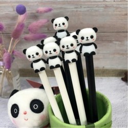 Niedlicher Gelschreiber mit Tier-Panda-Motiv, niedlicher schwarzer Kawaii-Schreibstift, Kugelschreiber, schwarzer Gelschreiber, Partygeschenk, Gelschreiber, lustiges Schul- und Büromaterial (6 Stück)