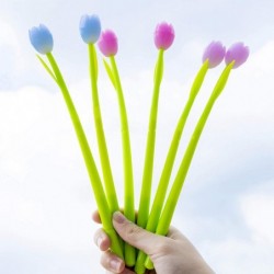 Gel-Blumenstifte, Farbwechsel-Blumenstifte, kreative Gelstifte, Blumenstifte für Kinder, Blumen-Rollerball-Stift, 16er-Pack, zur Verwendung im Homeoffice, in der Schule, Geschenke für Kinder und Lehrer, Schwarz 0,5 mm (Tulpe)