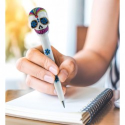 Planet Pens Weißer Totenkopf-Neuheitsstift – Lustiger und einzigartiger Büro-Kugelschreiber für Kinder und Erwachsene, Bunter Bonbon-Totenkopf-Schreibstift für Schule und Büro