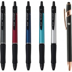 Pilot Japan Acroball T-Serie Druckkugelschreiber, 0,7 mm, schwarze Tinte, 5 Gehäusefarben-Set BAB-15FT, mit Kanji LOVE-Aufkleber: Metall, Schwarz, Rot, Blau, Grün, Silber, 0,44 x 5,61 2,22 Zoll