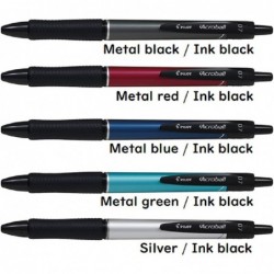 Pilot Japan Acroball T-Serie Druckkugelschreiber, 0,7 mm, schwarze Tinte, 5 Gehäusefarben-Set BAB-15FT, mit Kanji LOVE-Aufkleber: Metall, Schwarz, Rot, Blau, Grün, Silber, 0,44 x 5,61 2,22 Zoll