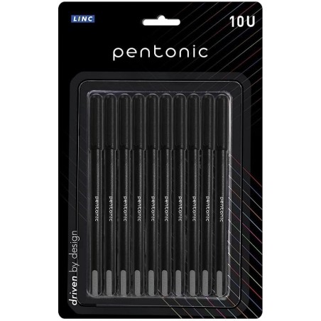 Pentonic 0,7 mm Kugelschreiber Blisterpackung | Schwarzer Schaft | Schwarze Tinte | Set mit 10 Stiften