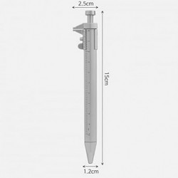 Muellery Kugelschreiber mit Messschieber, Multifunktionsstift, schwarze Tinte, 1,00 mm, 10 Stück, Silber, TPPJ110756