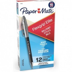 Paper Mate 85580 Flexgrip Elite Druckkugelschreiber, mittlere Spitze, schwarz, 12 Stück